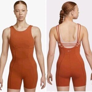 Nike Yoga Dri-FIT Sculpt Training Romper Bodysuit Rust Orange-Medium-BNWOT-Gym